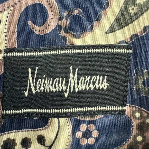 Neiman Marcus Shirt Size XXL Blue Tan Paisley Contrast Cuff Long Sleeve - Picture 15 of 16